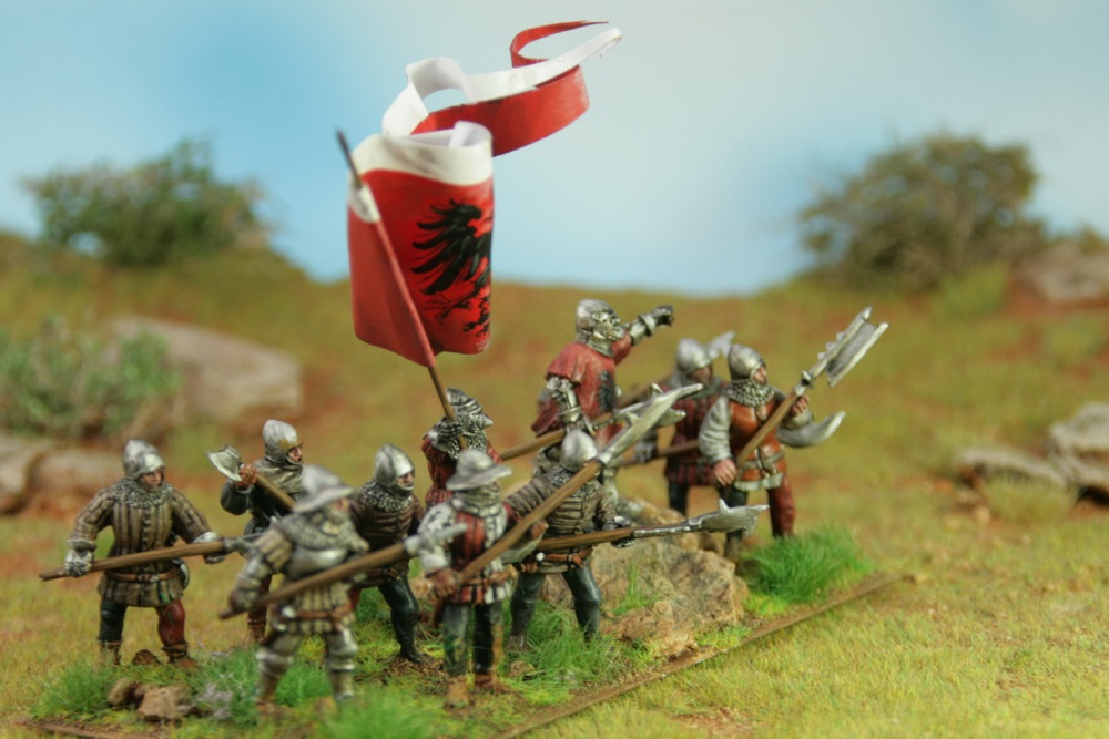 Medieval Infantry with pole arms in service of Frankfurt am Main, painted by Tankred, minatures by Perry Miniatures