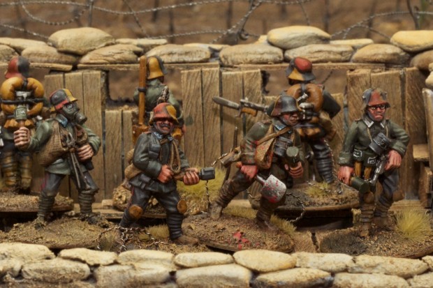 German trench raiders, minatures by Great War Miniatures painted by Tankred